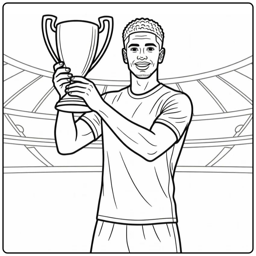 bellingham kleurplaat Bellingham met trofee in stadion