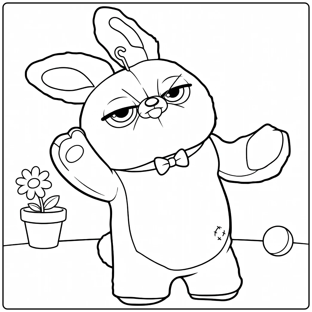 Bunny Kleurplaat van een schattig konijn met strik en bloem