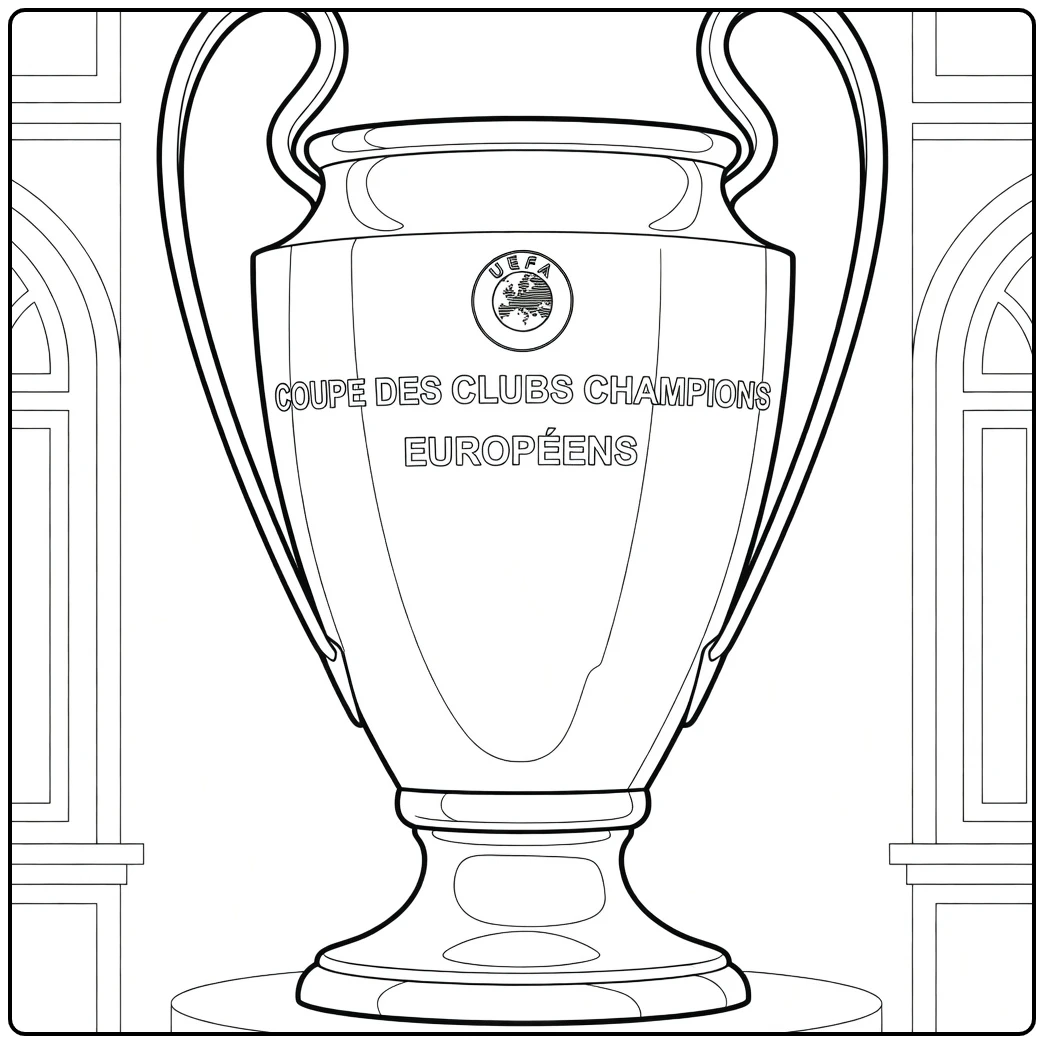 Champions League Beker Kleurplaat met grote trofee