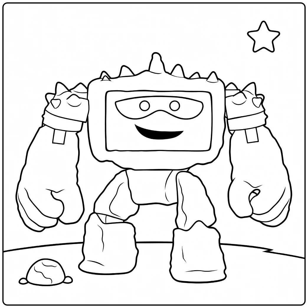 Chunk Kleurplaat van stenen robot met ster
