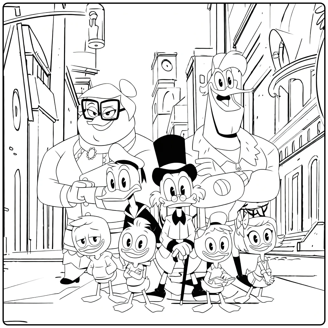 DuckTales Kleurplaat met Scrooge en de neefjes