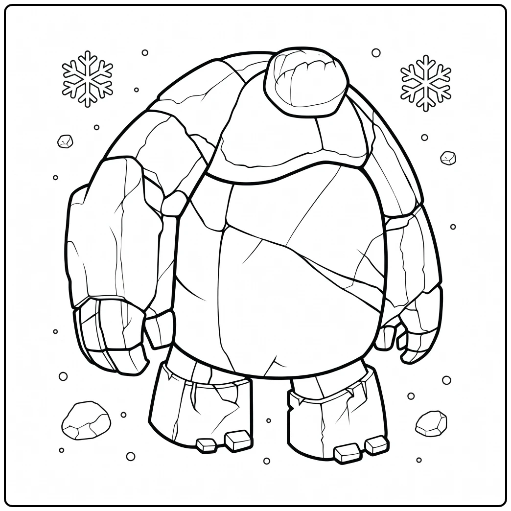 Earth Giants Kleurplaat van rotsreus met sneeuwvlokken