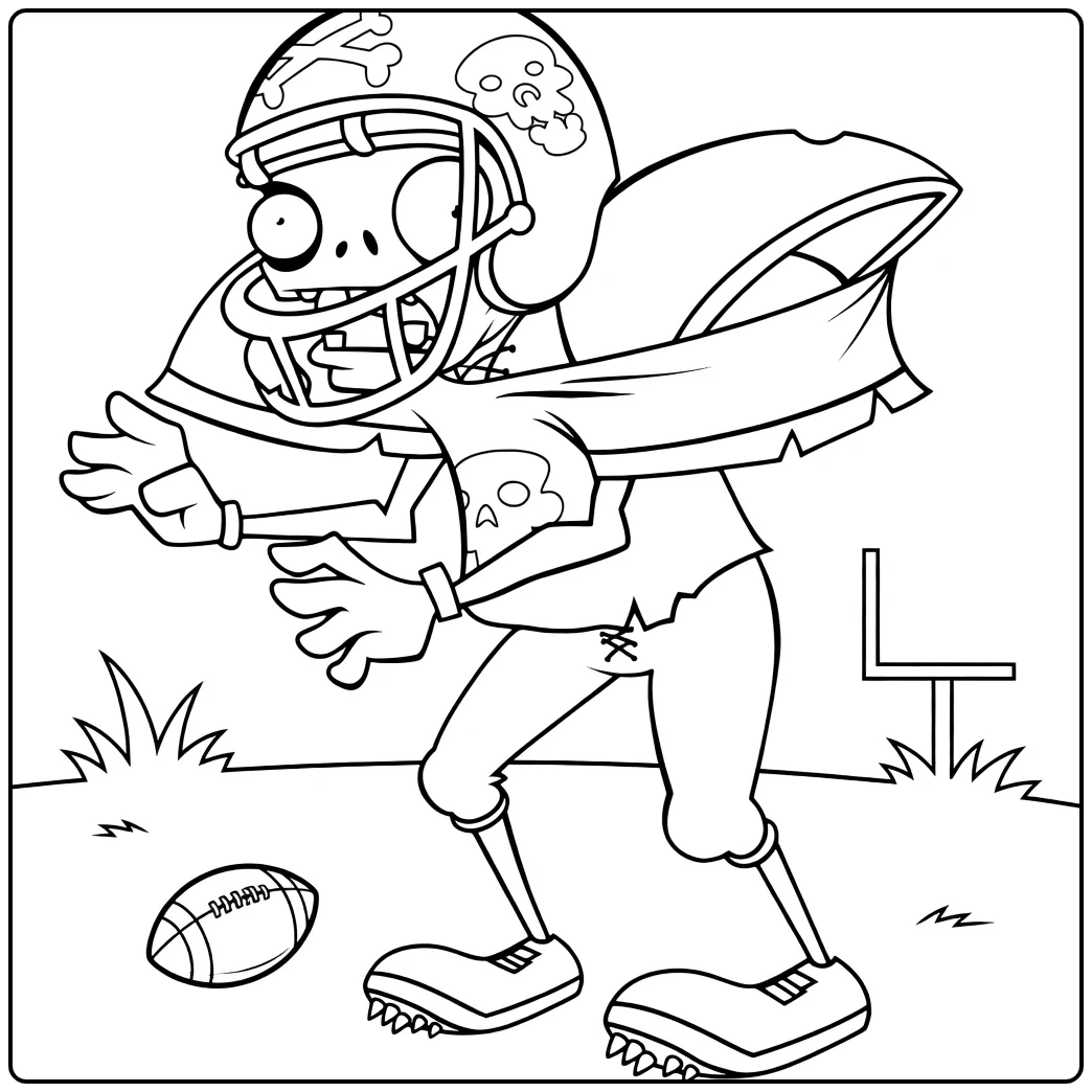 Football Zombie Kleurplaat van sportieve zombie speler