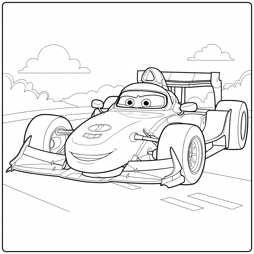 Francesco Bernoulli Kleurplaat van de snelle raceauto