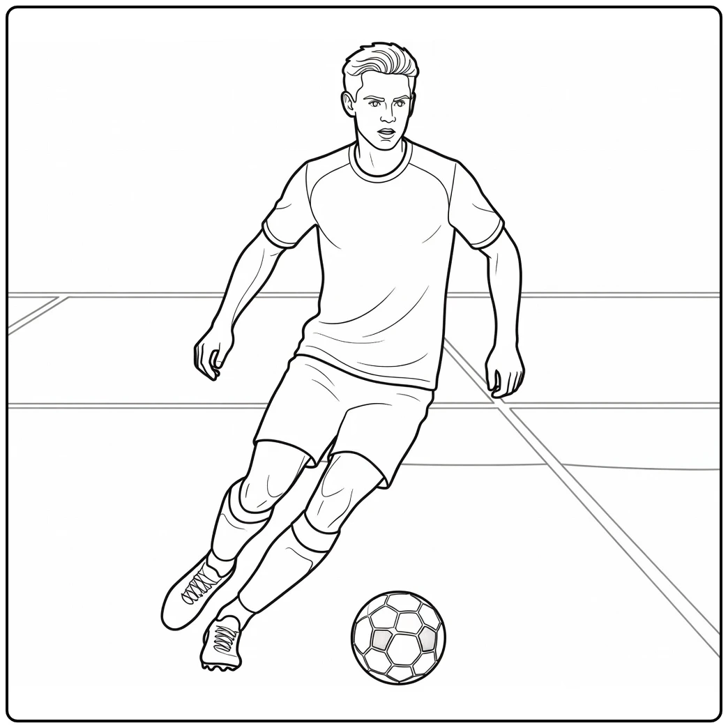 frenkie de jong kleurplaat van Frenkie de Jong dribbelend