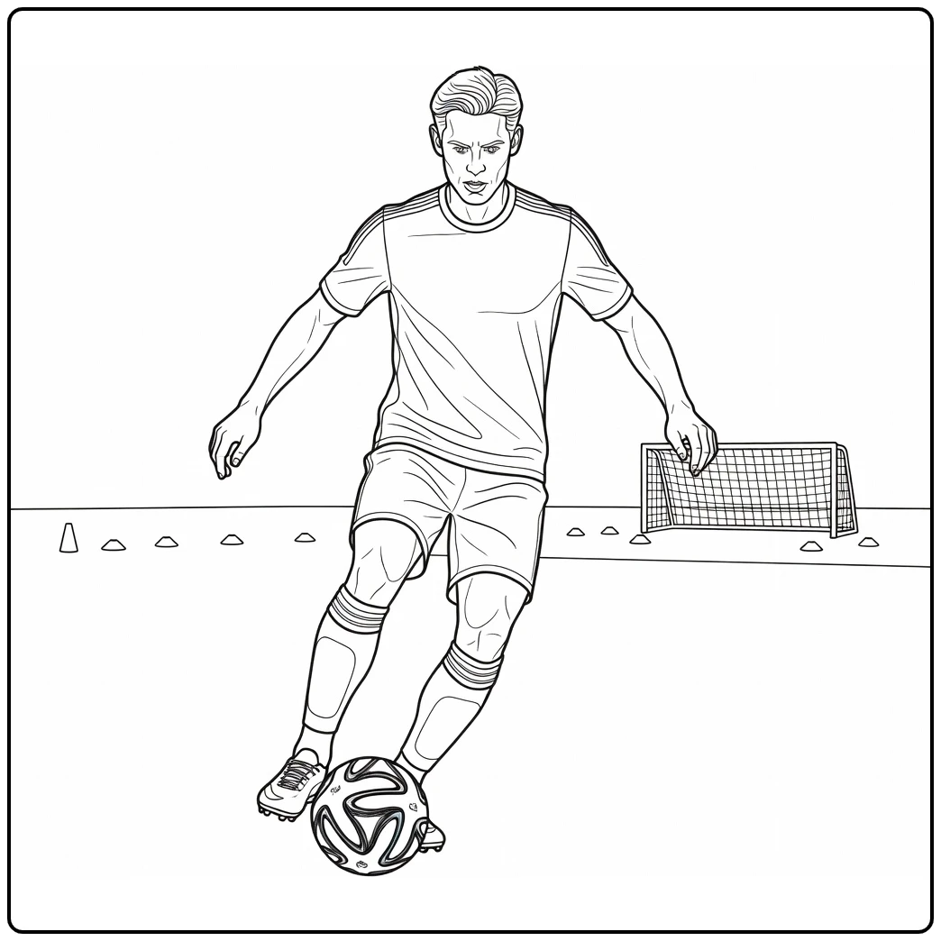 frenkie de jong kleurplaat bal controleren warming-up