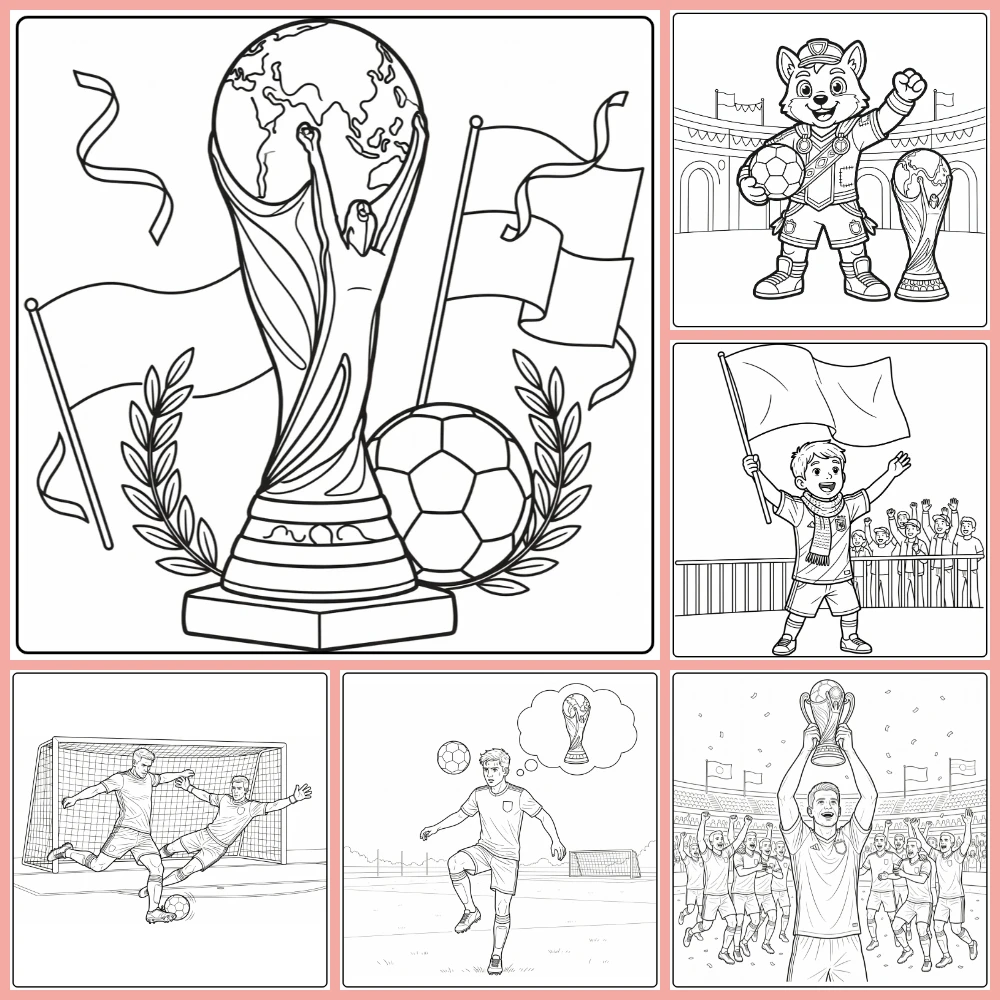 A collage of different coloring page designs.