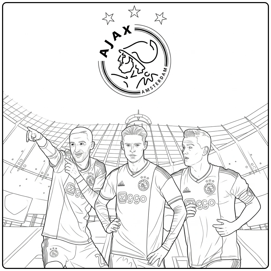 Kleurplaat ajax van speler in actie om te kleuren