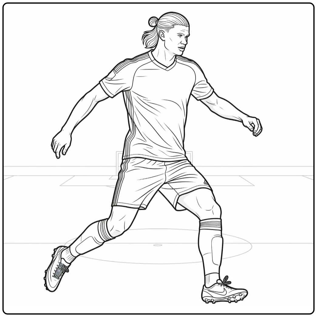 kleurplaat haaland ontvangt pass in de penaltybox