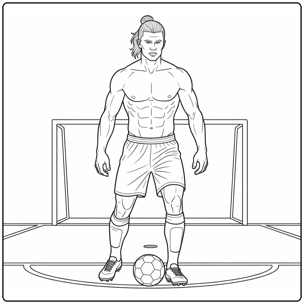 kleurplaat haaland bij penalty spot