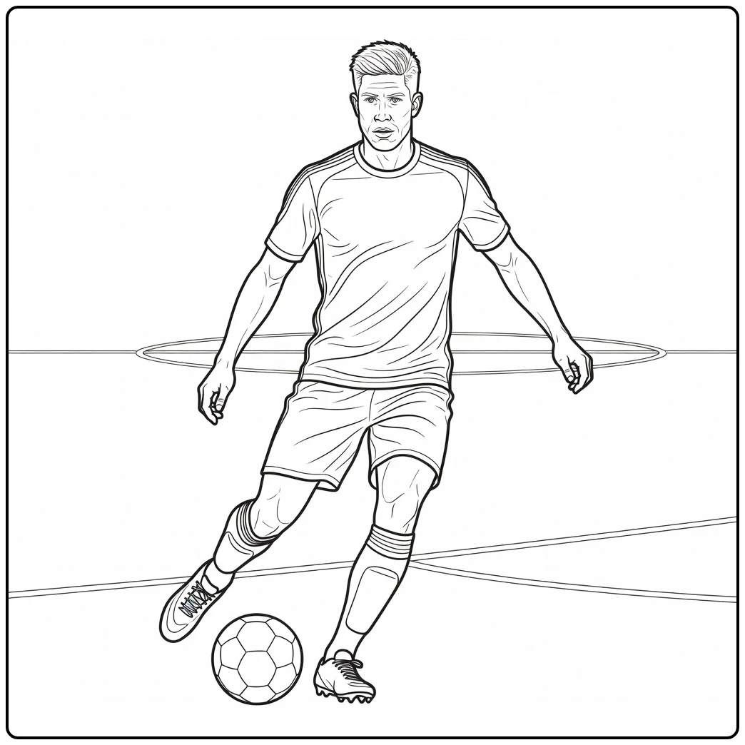 kleurplaat kevin de bruyne met kalme focus op pass