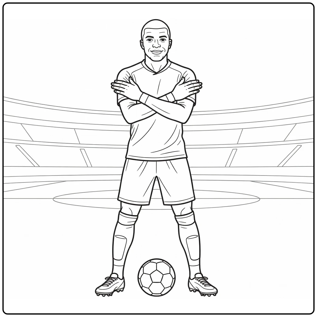 kleurplaat mbappe Kylian Mbappe in goalviering pose