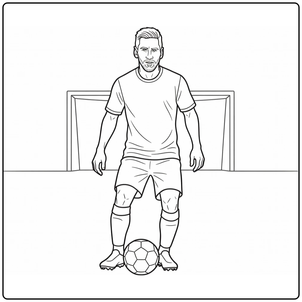kleurplaat messi Messi voor een vrije trap