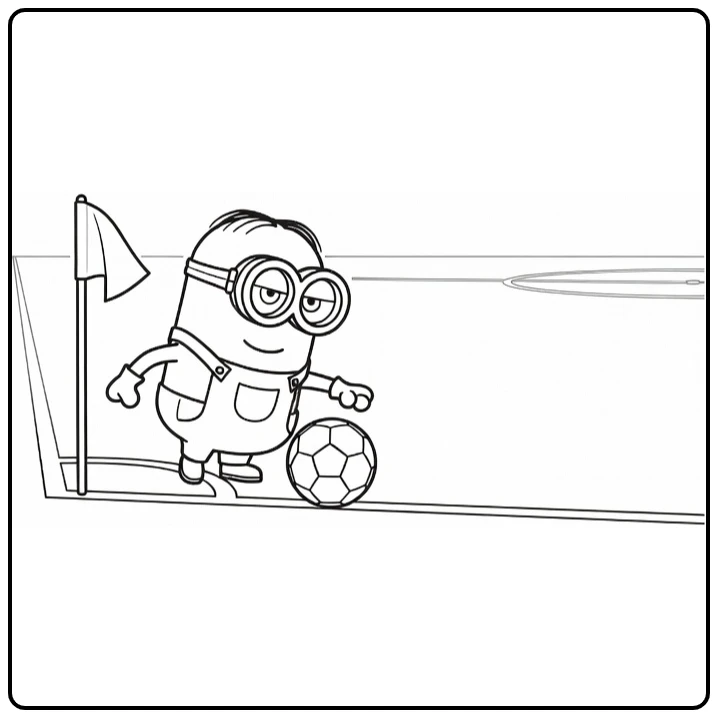 kleurplaat minions voetbal minion bij hoekschop