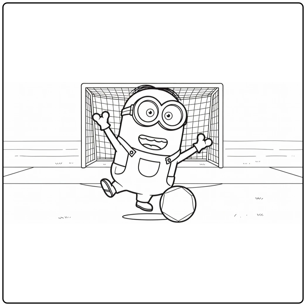 kleurplaat minions voetbal minion penalty kick