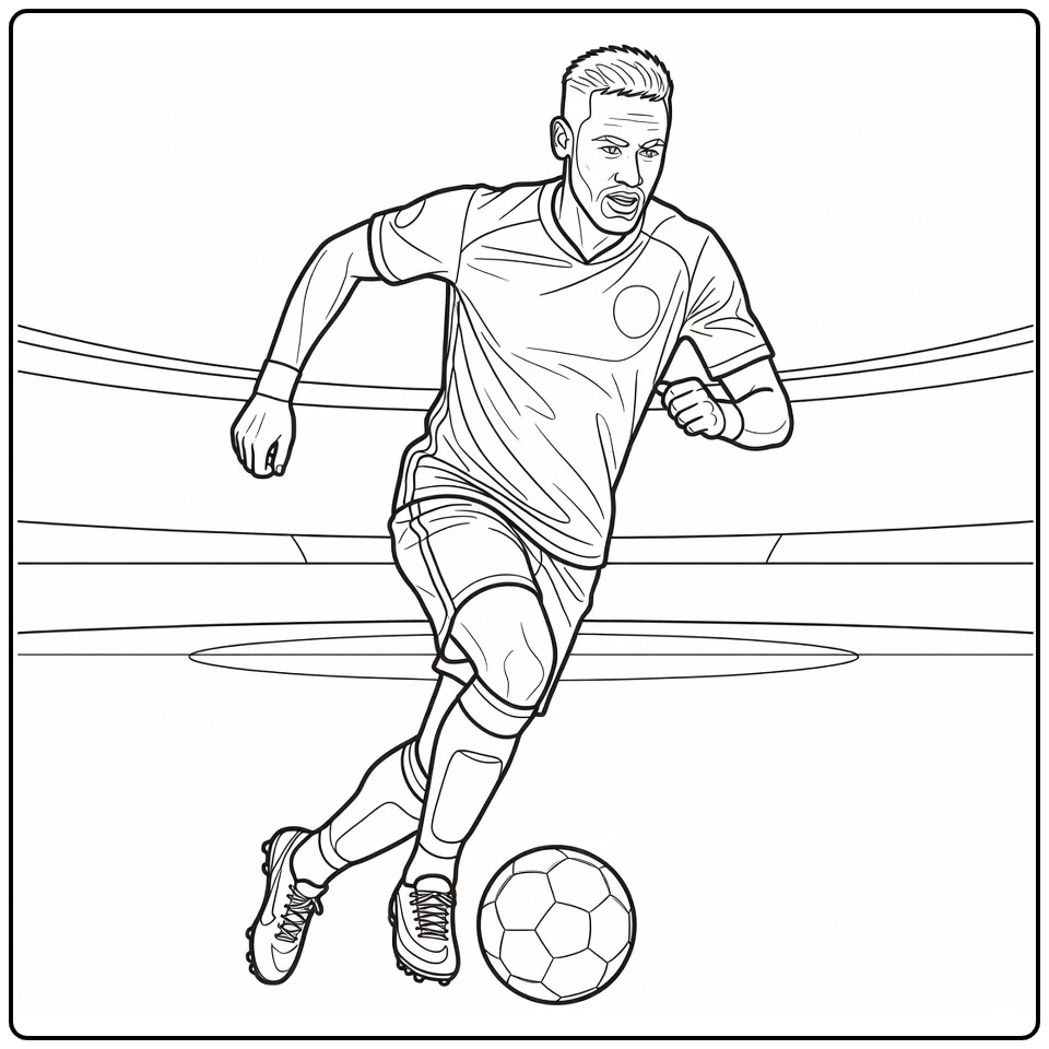 kleurplaat neymar Neymar sprintend met bal