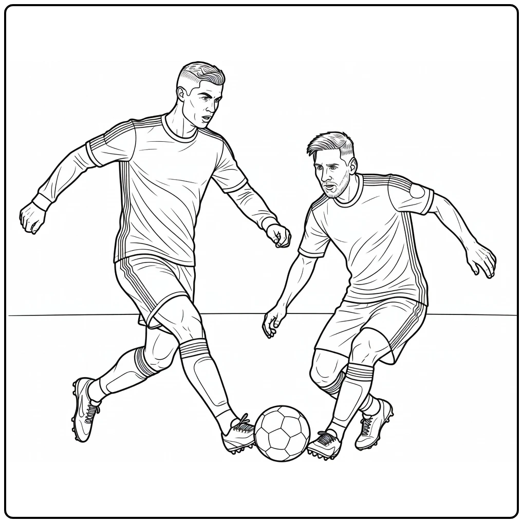 kleurplaat ronaldo en messi ronaldo messi duel om bal