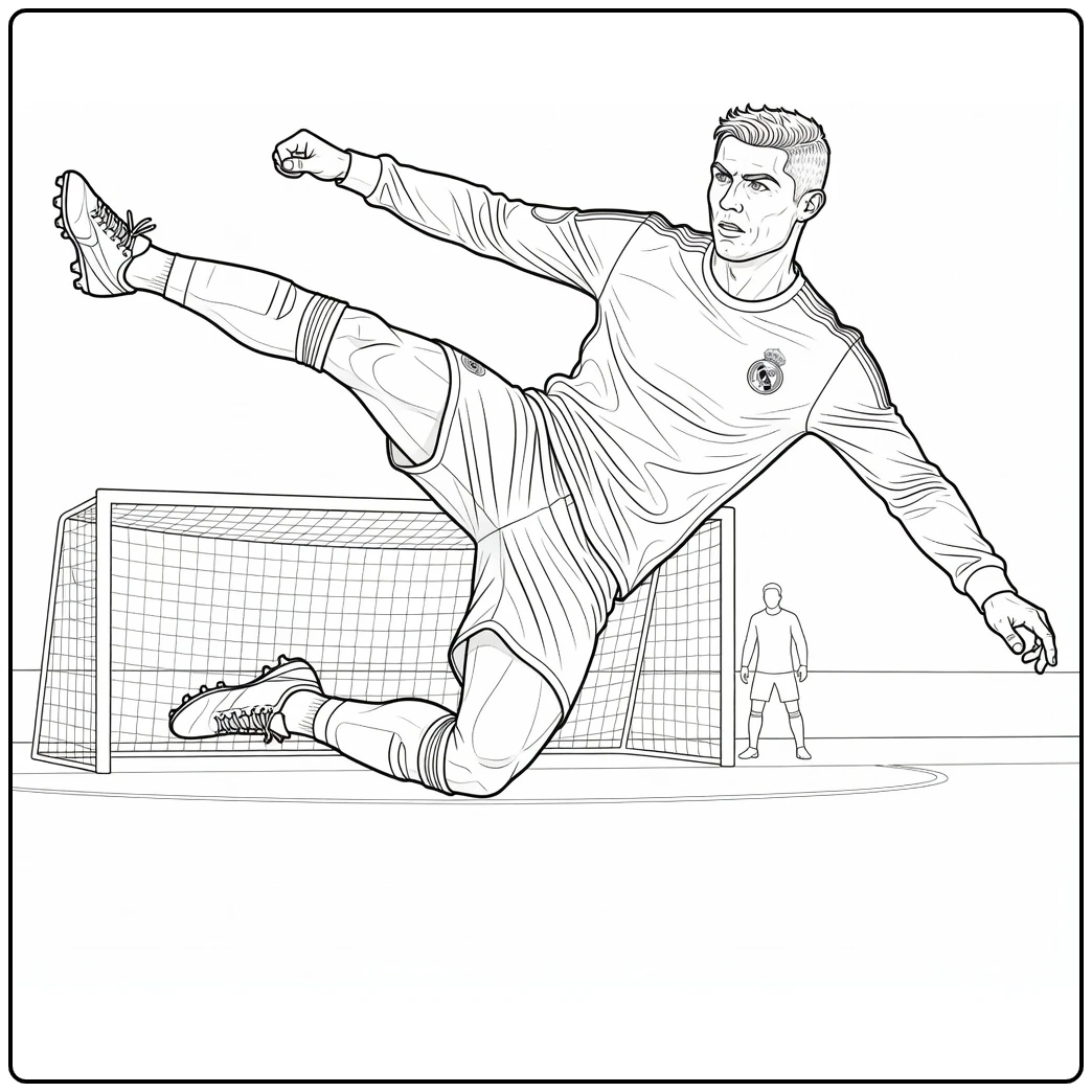 kleurplaat ronaldo omhaal van Ronaldo's krachtige omhaal