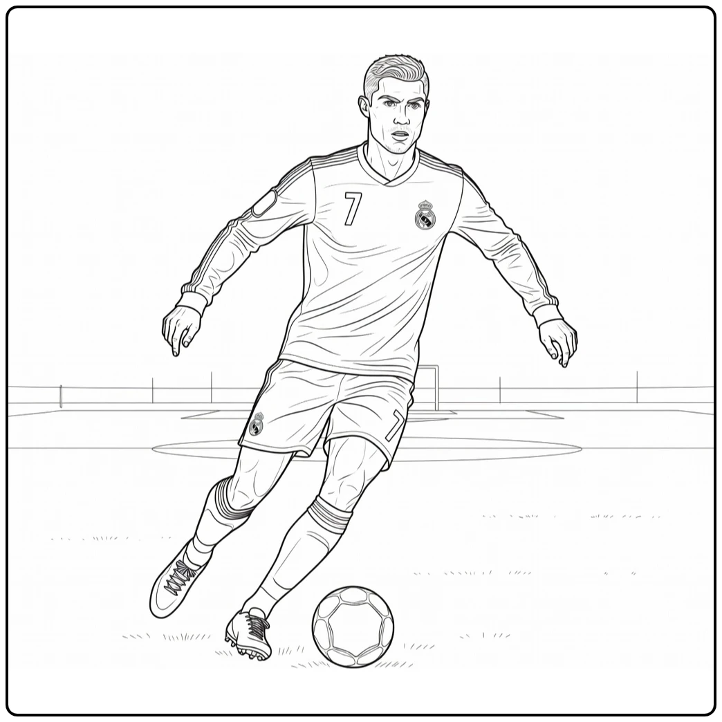 kleurplaat ronaldo real madrid dribbelende cristiano ronaldo