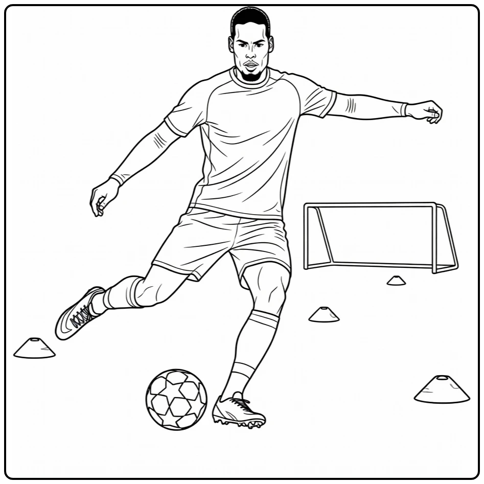 kleurplaat virgil van dijk tijdens sterke passing drill