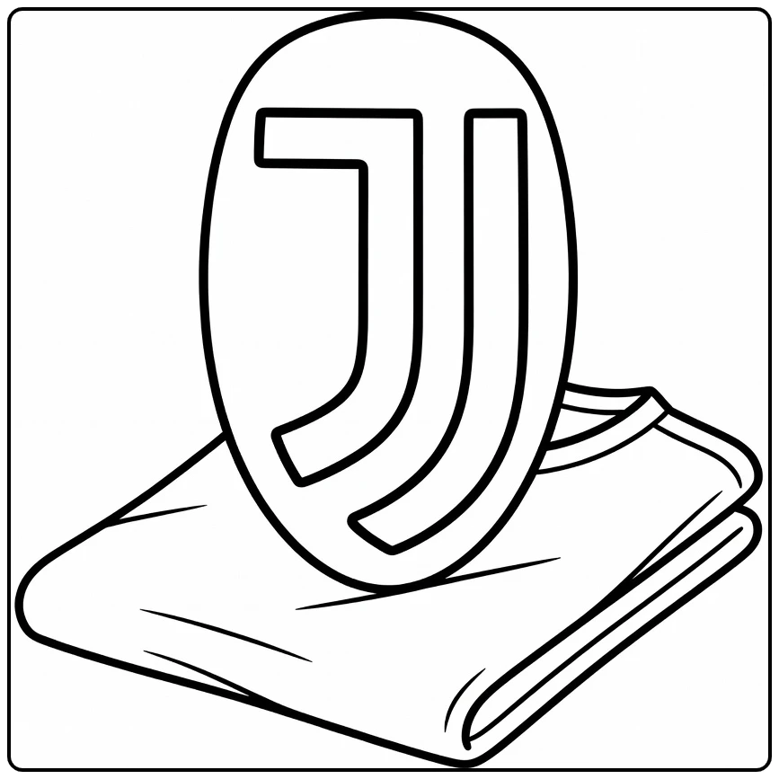 kleurplaat voetbal logo met Juventus schildembleem op shirt
