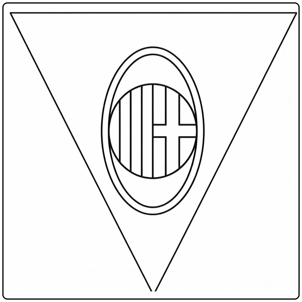 kleurplaat voetbal logo AC Milan ovaal schildembleem