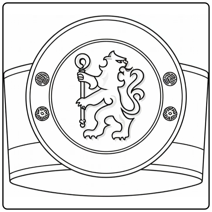 kleurplaat voetbal logo Chelsea leeuwenkruis op armband