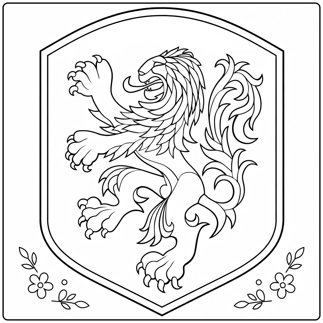 kleurplaat voetbal logo nederlands elftal heraldische leeuw