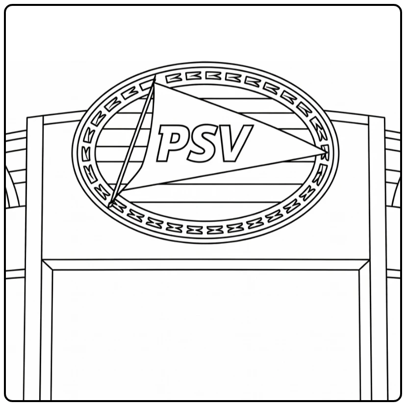 kleurplaat voetbal logo PSV Eindhoven oval schild stadion