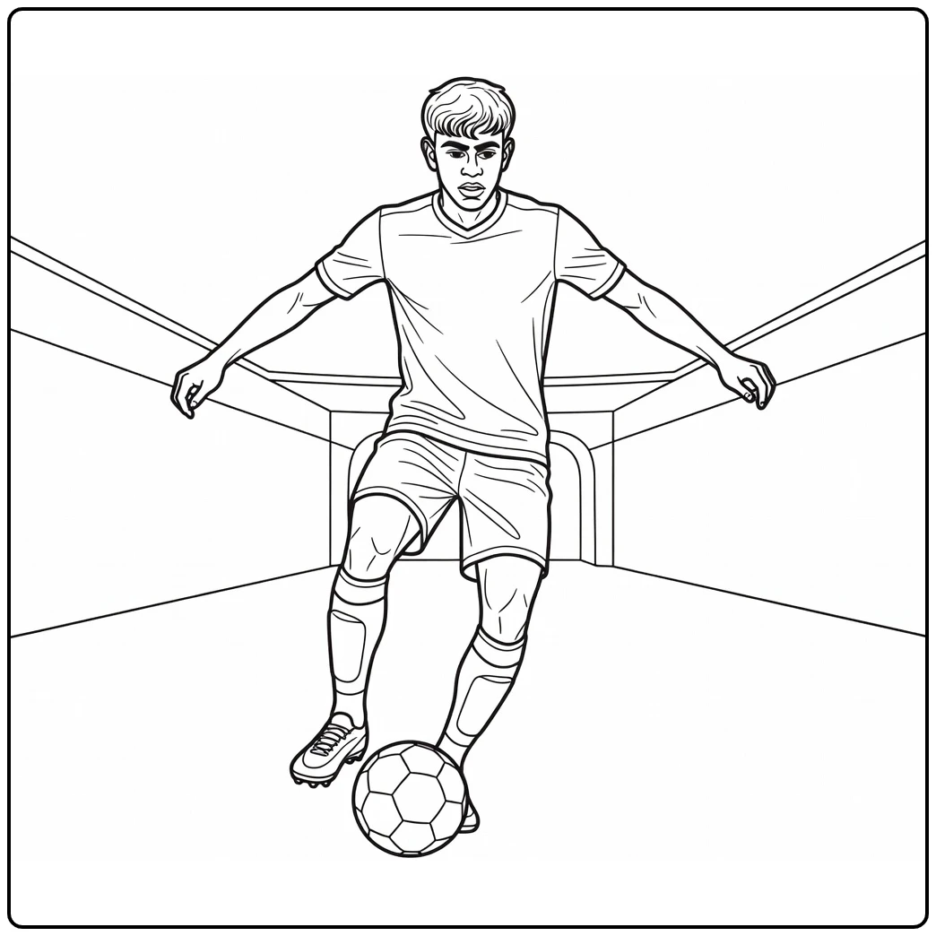lamine yamal kleurplaat speler skill move balanced pose