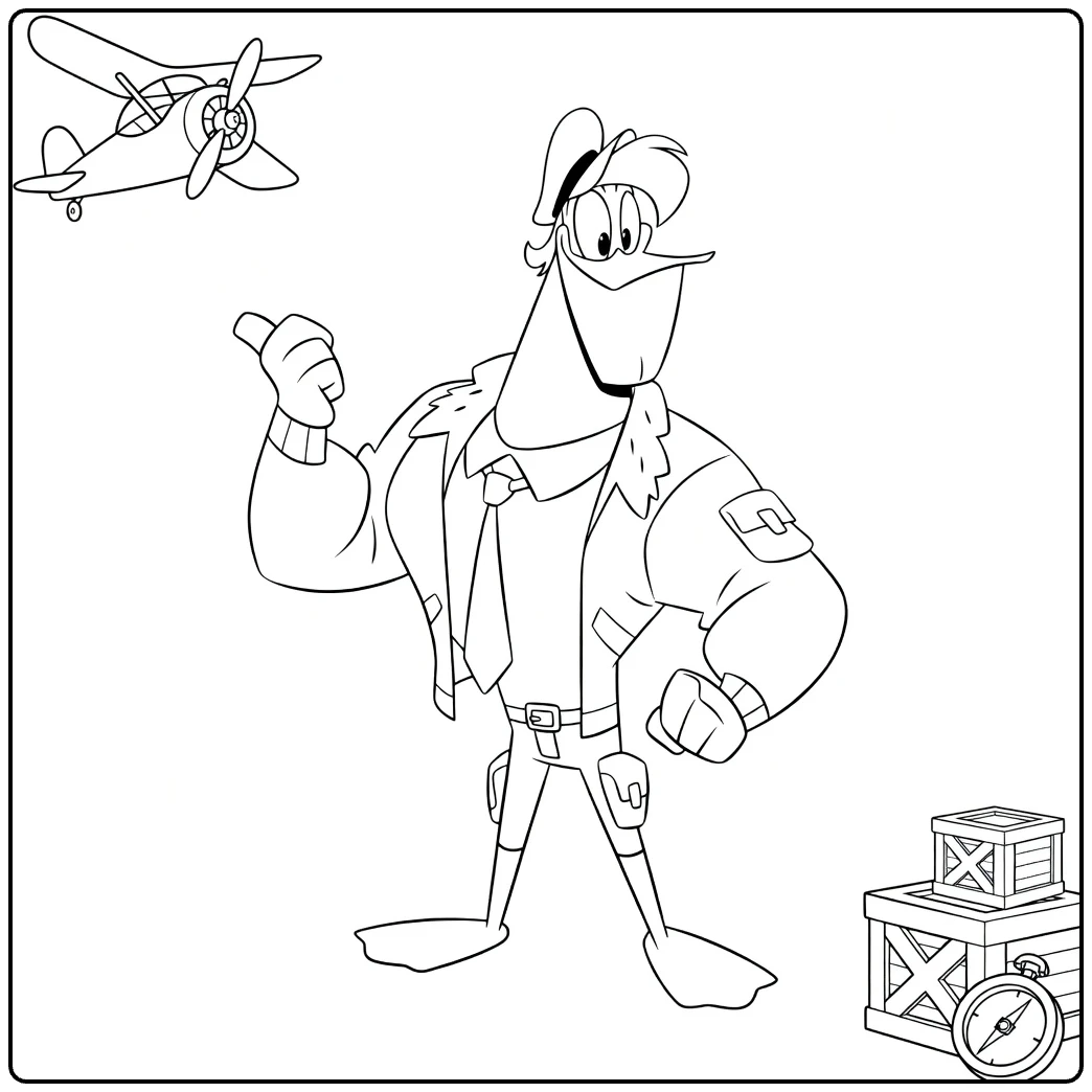 Launchpad McQuack Kleurplaat met vliegtuig en kompas