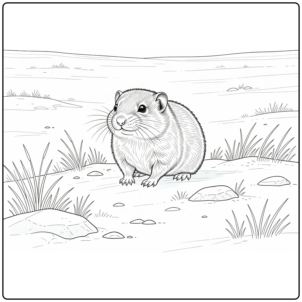 Lemming Kleurplaat met lemming op arctische tundra
