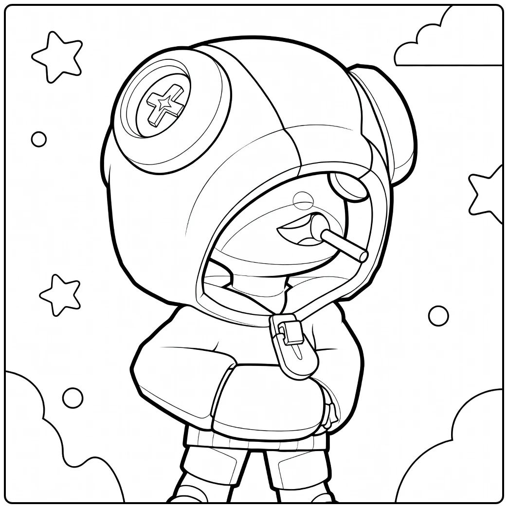 Leon Kleurplaat astronaut met helm en sterren