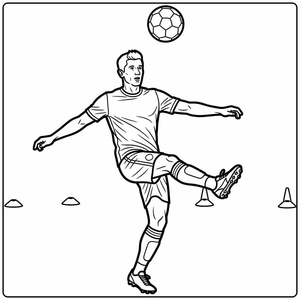 lewandowski kleurplaat Lewandowski volley met bal in lucht