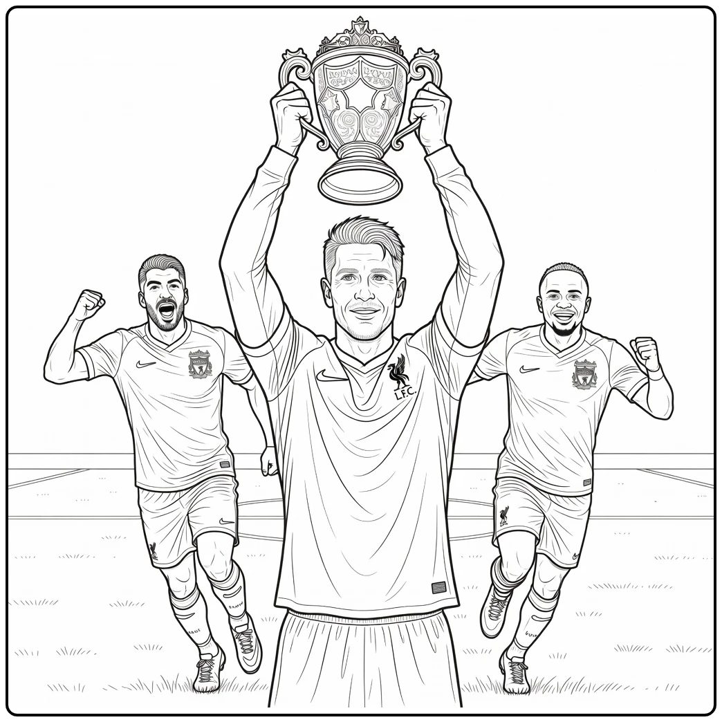 Liverpool Kleurplaat van captain die trofee tilt