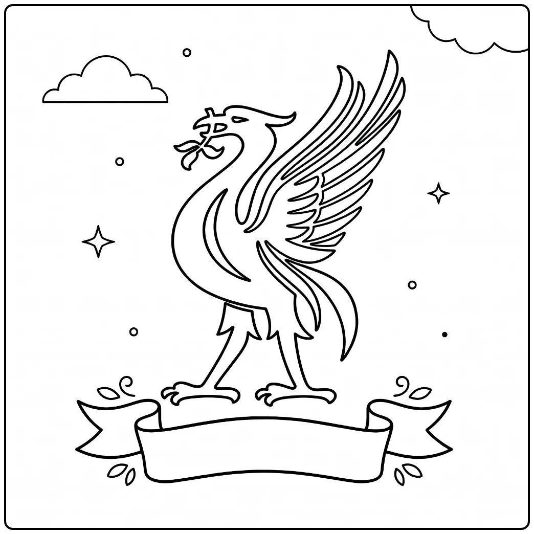 liverpool logo kleurplaat met mythologische vogel