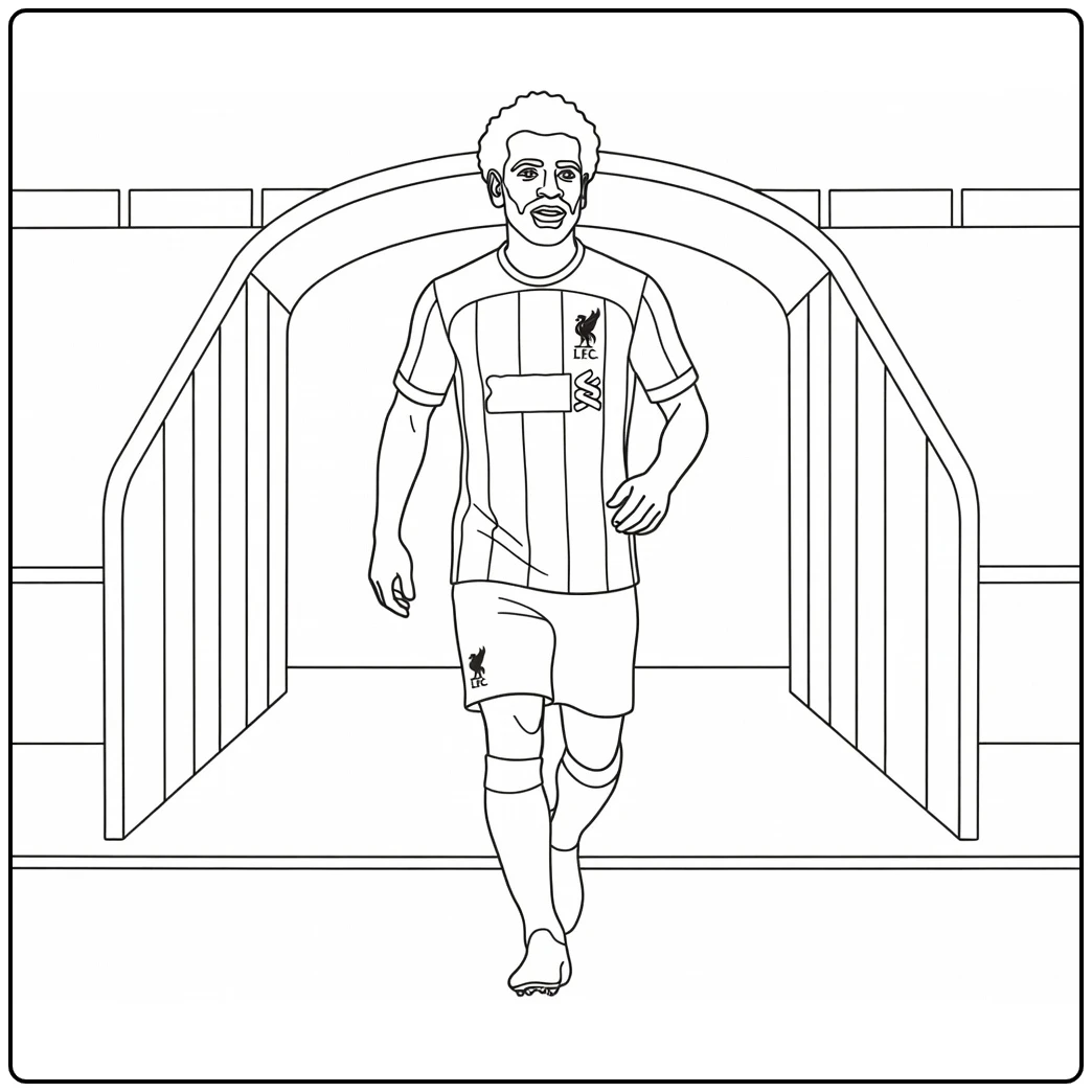 Liverpool voetballer uit tunnel met clubembleem