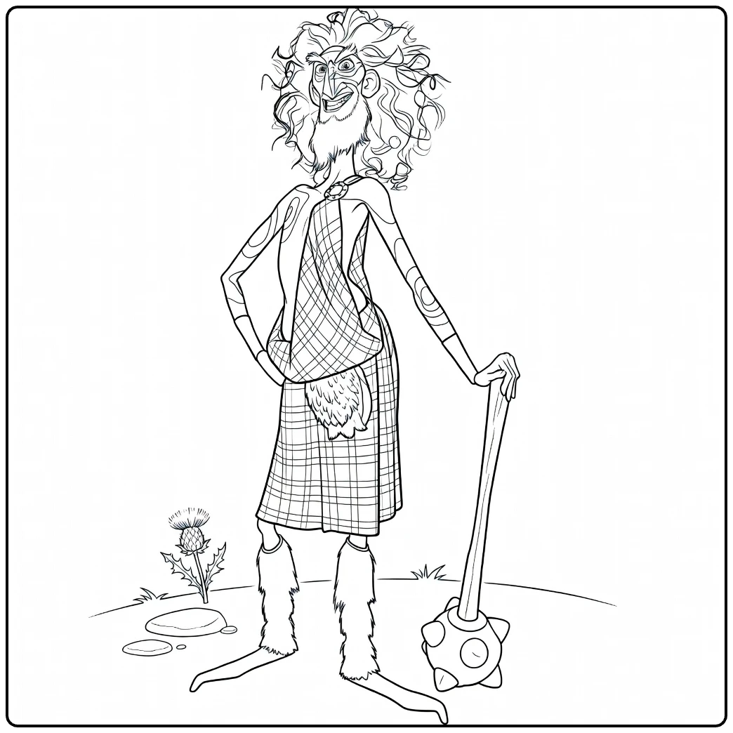 Lord Macintosh Kleurplaat met tartan en knots