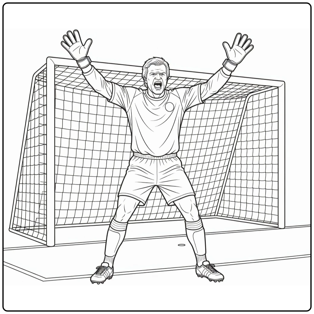 Oliver Kahn Kleurplaat keeper in krachtige pose