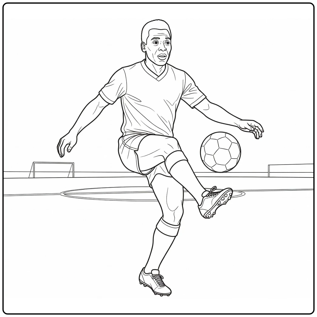 pele kleurplaat Pelé jonglerend met voetbal