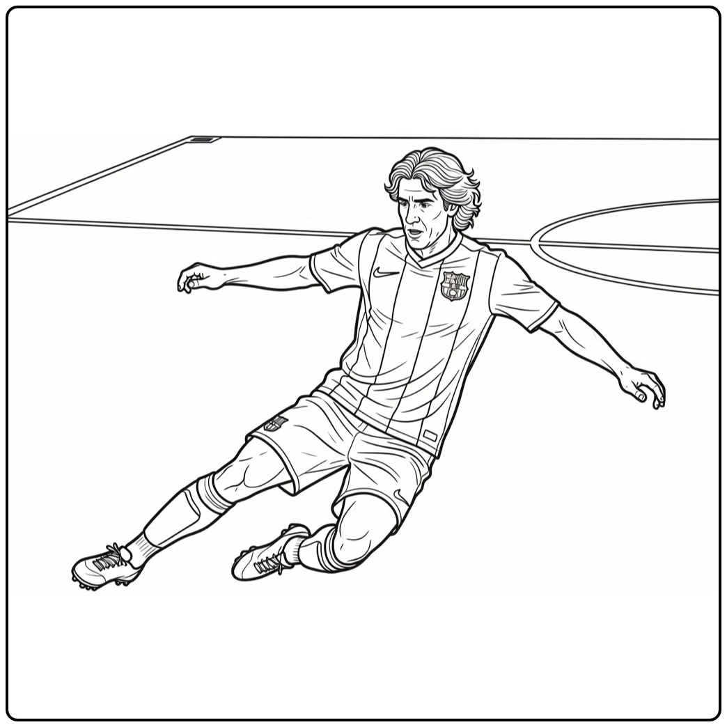 Puyol Barcelona Kleurplaat sliding tackle actie