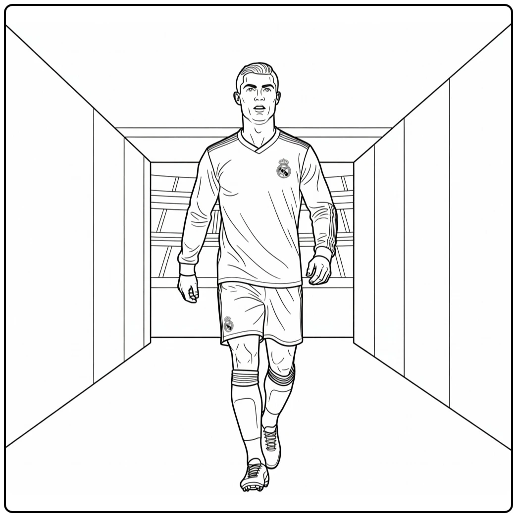 Real Madrid Kleurplaat speler uit tunnel met crest