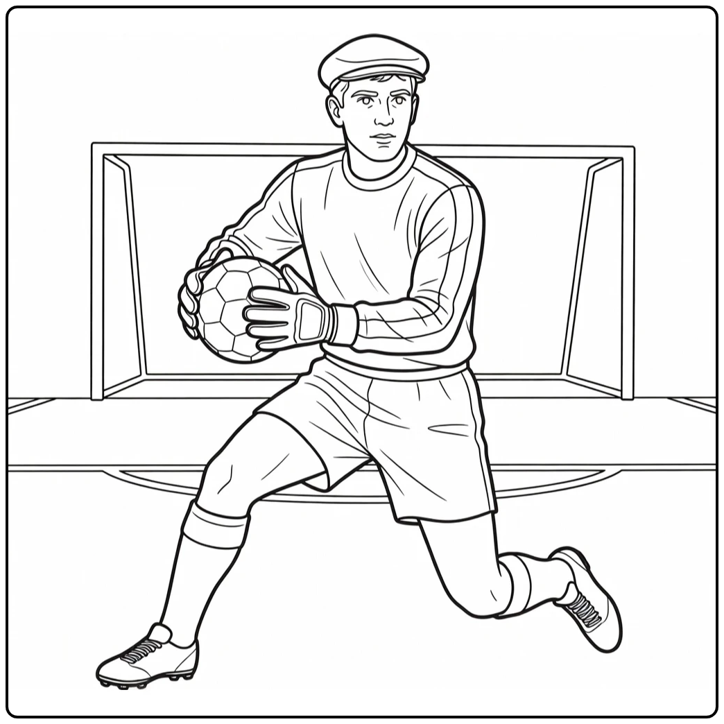 Ricardo Zamora Kleurplaat vintage keeper pakt bal