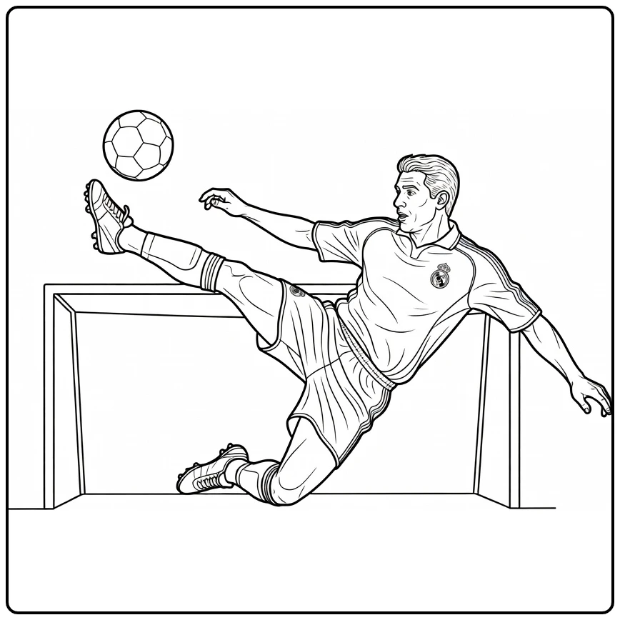 Roberto Carlos Real Madrid Kleurplaat met bicycle kick