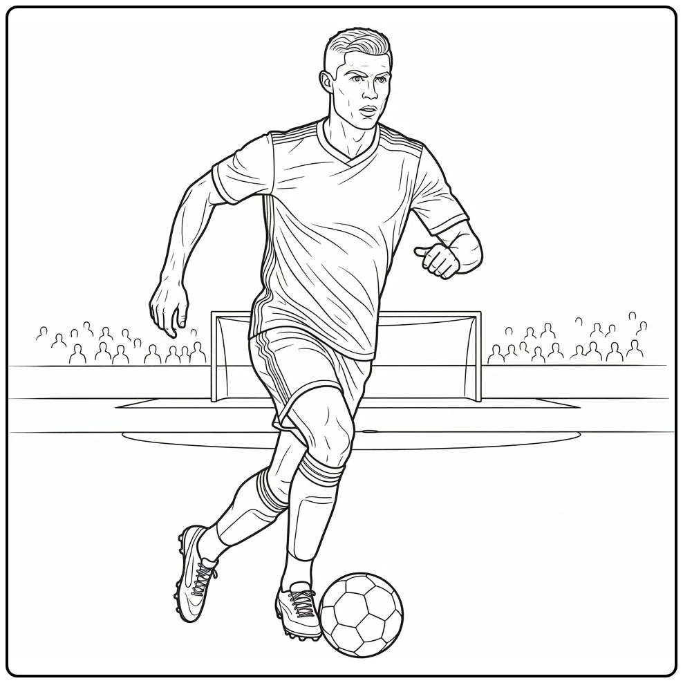 ronaldo kleurplaat Cristiano Ronaldo sprint met bal