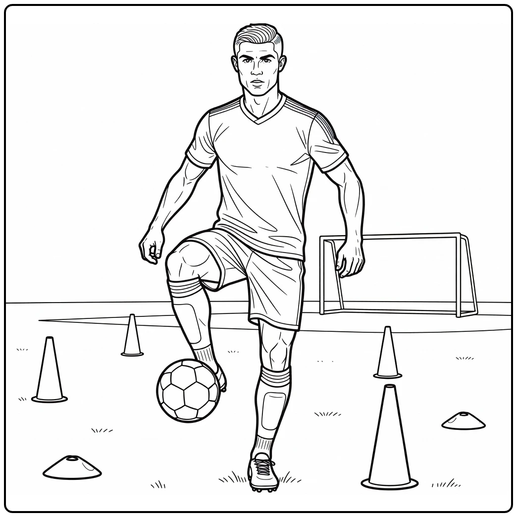 ronaldo kleurplaat Ronaldo balanceert bal op voet