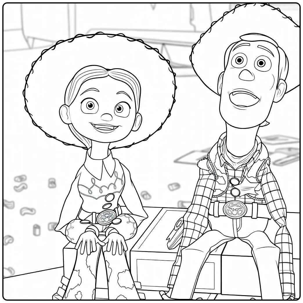 Toy Story 2 Kleurplaat met Woody en Jessie