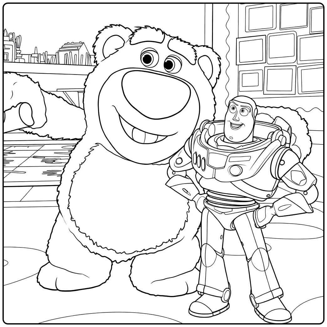 Toy Story 3 Kleurplaat met Lotso en Buzz Lightyear