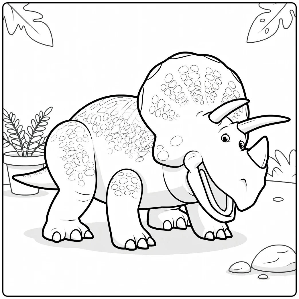 Trixie Kleurplaat van een schattige Triceratops