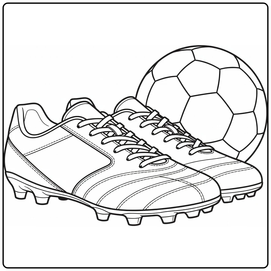voetbalschoen kleurplaat paar schoenen met voetbal